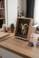 Ahşap Kenarlı Koç Burcu Tasarımlı Ametist Taşlı Derin Çerçeve 16,5X21,5CM - Duvar Dekorasyonu görsel 3