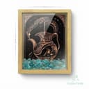Ahşap Kenarlı Kova Burcu Tasarımlı Akuamarin Taşlı Derin Çerçeve 16,5X21,5CM - Duvar Dekorasyonu görsel 1