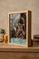 Ahşap Kenarlı Kova Burcu Tasarımlı Akuamarin Taşlı Derin Çerçeve 16,5X21,5CM - Duvar Dekorasyonu görsel 2