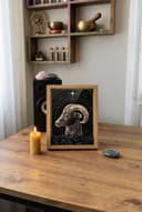 Ahşap Kenarlı Oğlak Burcu Tasarımlı Kartanesi Obsidiyen Taşlı Derin Çerçeve 16,5X21,5CM - Duvar Dekorasyonu görsel 3