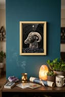 Ahşap Kenarlı Oğlak Burcu Tasarımlı Kartanesi Obsidiyen Taşlı Derin Çerçeve 16,5X21,5CM - Duvar Dekorasyonu görsel 4