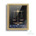 Ahşap Kenarlı Terazi Burcu Tasarımlı Lapis Lazuli Taşlı Derin Çerçeve 16,5X21,5CM - Duvar Dekorasyonu görsel 1