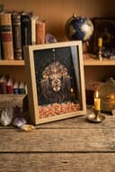 Ahşap Kenarlı Aslan Burcu Tasarımlı Güneş Taşı Derin Çerçeve 16,5X21,5CM - Duvar Dekorasyonu görsel 4