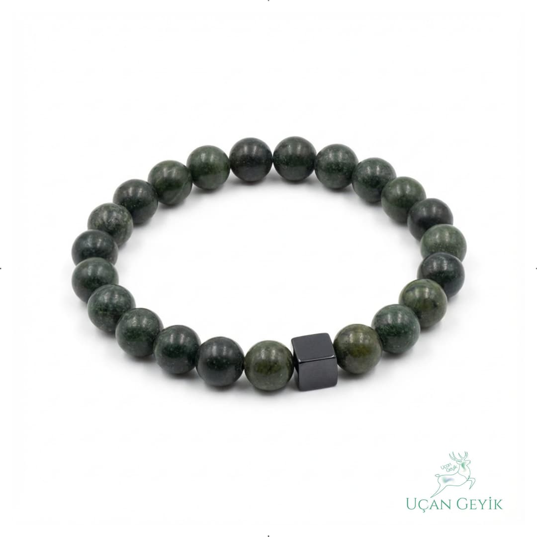 Timsah Jasper Doğal Taş Bileklik 8mm - Denge, Huzur, Topraklanma, Koruma - Esnek Tasarım, Unisex Takı