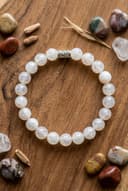 Ay Taşı Doğal Taş Bileklik 8mm - Huzur, Denge, Sakinlik - Esnek Tasarım, Unisex Takı görsel 7