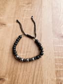 Hematit & Oniks Doğal Taş Bileklik - Esnek Makrome Örgü 8mm | Unisex Bileklik görsel 3