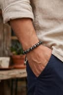 Hematit & Oniks Doğal Taş Bileklik - Esnek Makrome Örgü 8mm | Unisex Bileklik görsel 4