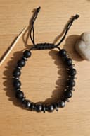 Hematit & Oniks Doğal Taş Bileklik - Esnek Makrome Örgü 8mm | Unisex Bileklik görsel 2