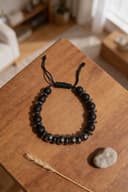 Hematit & Oniks Doğal Taş Bileklik - Esnek Makrome Örgü 8mm | Unisex Bileklik görsel 3